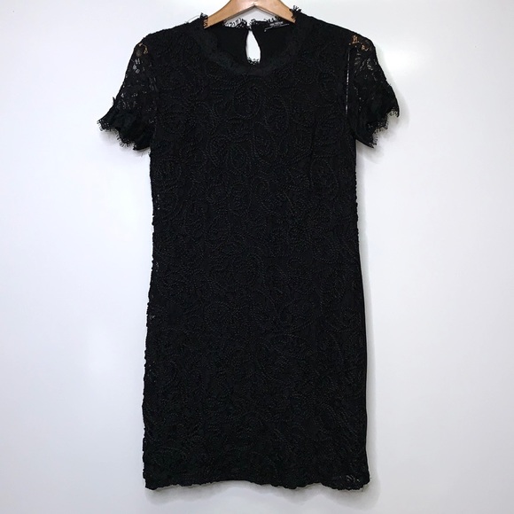 ZARA Black Lace Contrast Easy Pull On Dress - Picture 2 of 14